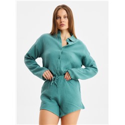 Комплект домашний женский (рубашка, шорты) KAFTAN Basic размер 44-46, зеленый