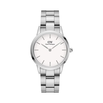 Reloj de cuarzo de acero Iconic Link - 32 mm - Plateado y blanco