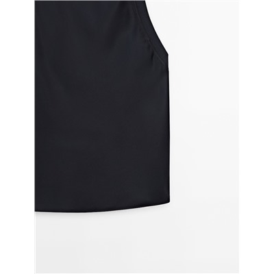Top satinado detalle rib