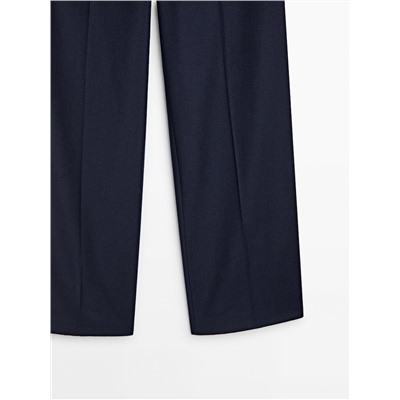Pantalón traje recto azul marino