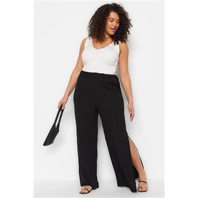 Черная щель детальная высокая талия Bürümcük Wide Trotter Beach Clothing Plants Tbbss23ar00012