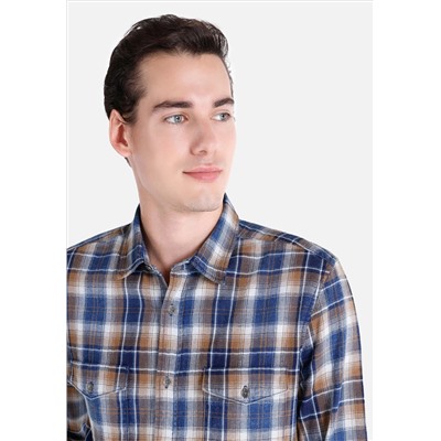 Slim Fit Рубашка уравнение шеи мужская синяя рубашка с длинным рукавом