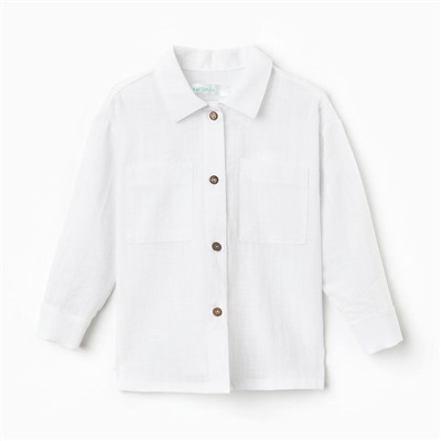 Рубашка для девочки KAFTAN Linen, размер 32 (110-116 см), белая