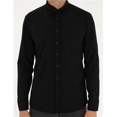 Black Slim Fit рубашка с длинным рукавом