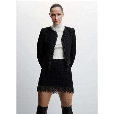 Minifalda tweed abalorios -  Mujer | MANGO OUTLET España