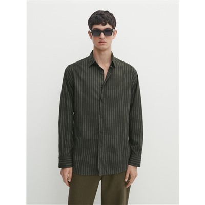 Camisa rayas sarga algodón slim fit