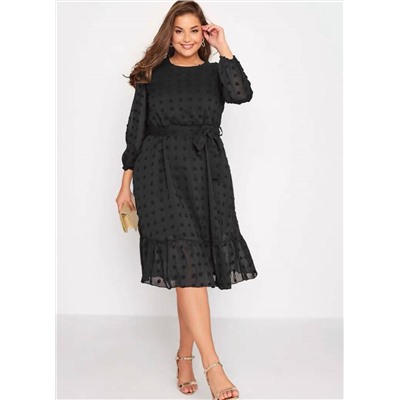 Симпатичное платье Plus Size из флокированного шифона на подкладе