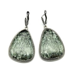 Серьги серафинит 31*40мм.