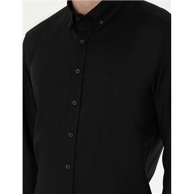 Black Slim Fit рубашка с длинным рукавом