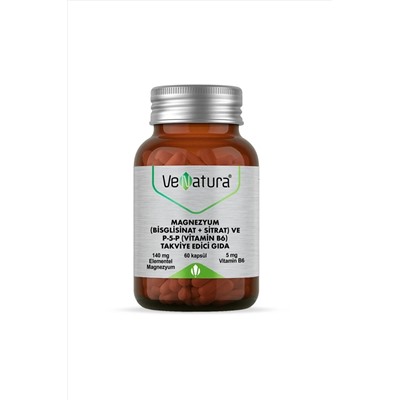 1шт Venatura Magnezyum Bisglisinat+Sitrat+p5p+b6 60 Kapsül
