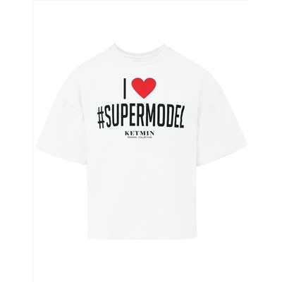 Футболка для девочки KETMIN #SUPERMODEL цв.Белый
