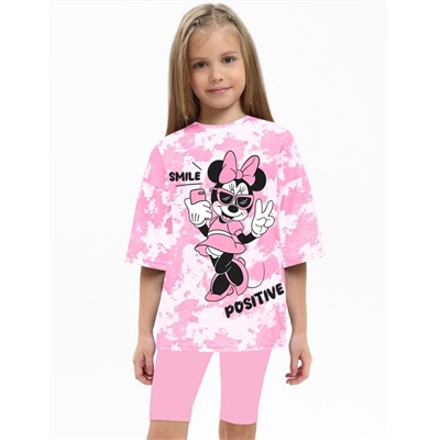 Костюм для девочки KETMIN МАЛИНА MINNIE POSITIVE цв.Тай дай Розовый/розовый (Футболка/Велосипедки)