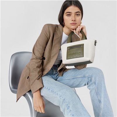 Bolso capazo Nanda - beige y caqui