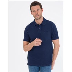 Темно -темно -синий обычный посадка Polo Yaka Basic T -For