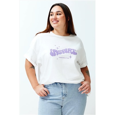 Ekru Unisex Oversiz Casual 100 %хлопковая пара вязание футболка TBBSS24BF00033