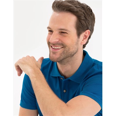 Индиго Slim Fit Polo Yaka Mercerized T -For