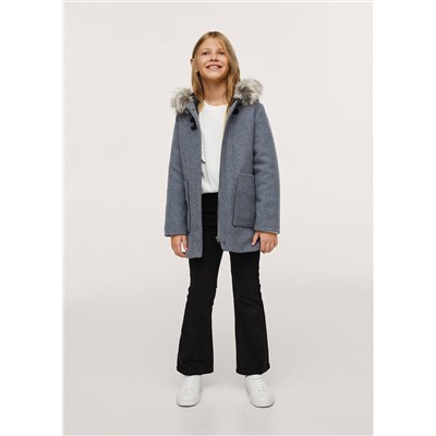 Abrigo capucha pelo desmontable -  Niña | MANGO OUTLET España