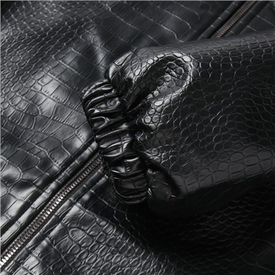 Жакет женский демисезонный MINAKU: Eco leather, чёрный, размер 46