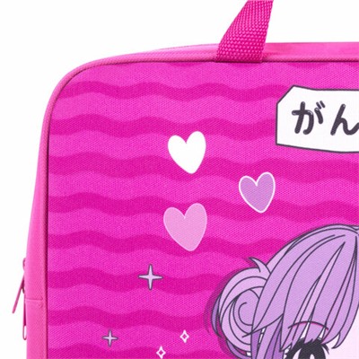 Папка на молнии с ручками BRAUBERG KIDS А4, 1 отделение, полиэстер, 80 мм, "Anime style", 272121