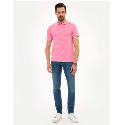 Pink Slim Fit Polo Yaka Basic T -For