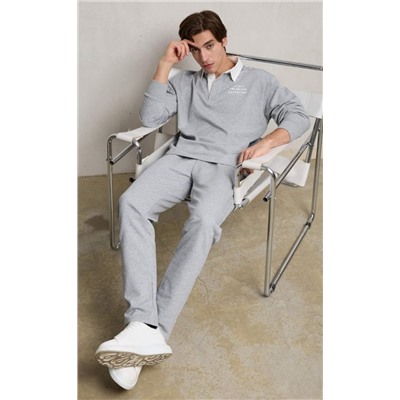 Футболка-поло д/р P411-0570 grey melange