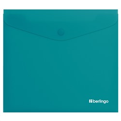Папка-конверт на кнопке Berlingo "Soft Touch", А5+, 200мкм, софт-тач, бирюзовая