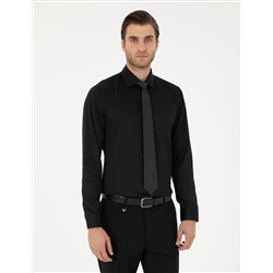 Черный бывший Slim Fit Основная рубашка с длинным рукавом