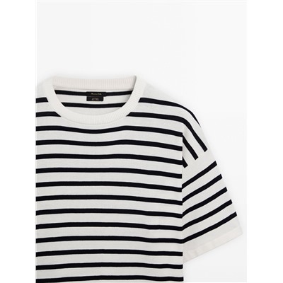 Camiseta punto rayas manga corta