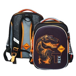 Рюкзак школьный 37 x 28 x 13см, эргономичная спинка, Across 557, + мешок, черный/оранжевый