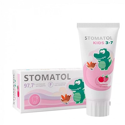 Зубная паста Stomatol Strawberry-cherry (3-7 лет), 50г