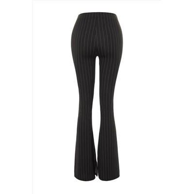 Black Smart Slit Flare/Испанская PaCa High Lumbar полосатые вязаные брюки Twoss23pl00126