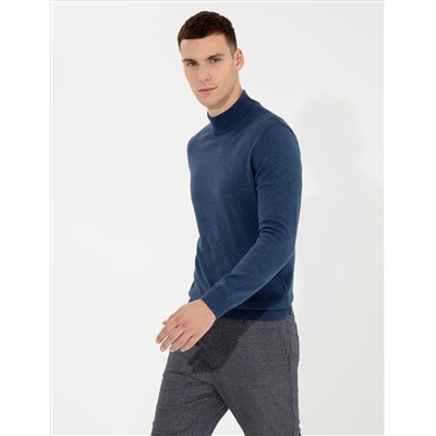 Indigo Melanj Slim Fit Half Fisherman воротник Основной вязаный свитер