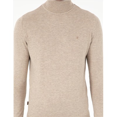 Песчанный меландж Slim Fit Fisherman воротник базовый трикотажный свитер