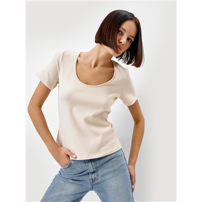 Футболка женская regular fit в светло-бежевом цвете