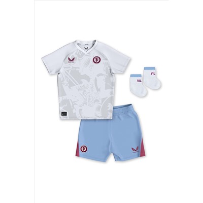 Fanatics Aston Villa Away Baby White/Blue Kit 2023-24 - Diaby 19 Baby