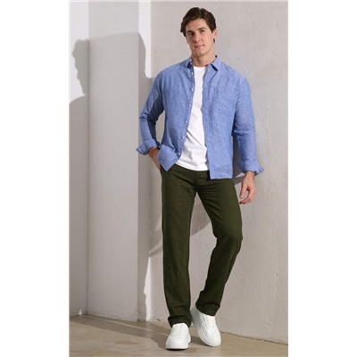 Брюки лен F111-0855 khaki