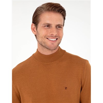Brown Slim Fit Half Fisherman воротник базовый трикотажный свитер