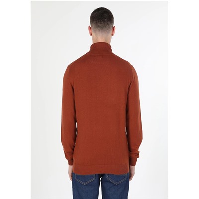 Slim Fit Fisherman воротник Жаккард мужской коричневый свитер
