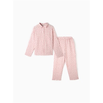 Комплект домашний женский (рубашка, брюки) KAFTAN «Муслин: pink leopard» размер 44-46, розовый