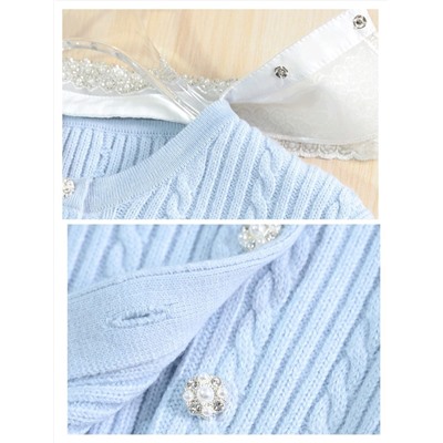 Женский кардиган из смесовой шерсти, съёмный кружевной воротник 💙 maj*e
