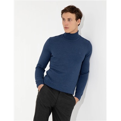 Индиго меландж Slim Fit Friendman воротник основной трикотажный свитер