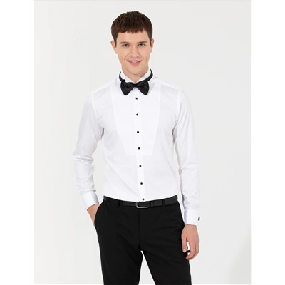 Белый бывший Рубашка для смокинга Slim Fit
