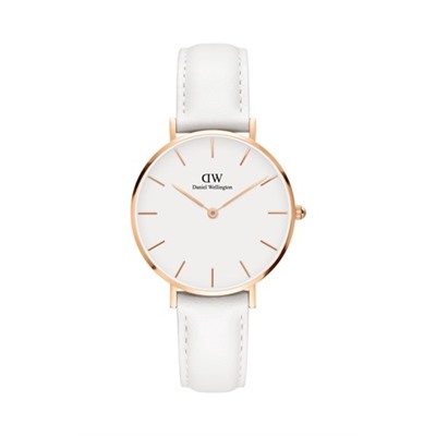 Reloj de cuarzo de piel Bondi 32 mm - Blanco y rosa dorado