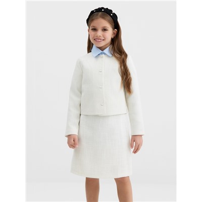 Жакет для девочки, MINAKU :Party Dress, цвет белый, рост 146 см