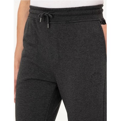 Антрацит меландж Slim Fit 3 пряжа плоский спортивный костюм Six Six