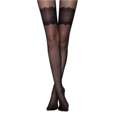 CONTE SEDUCTION Колготки женские в точку с имитацией чулок