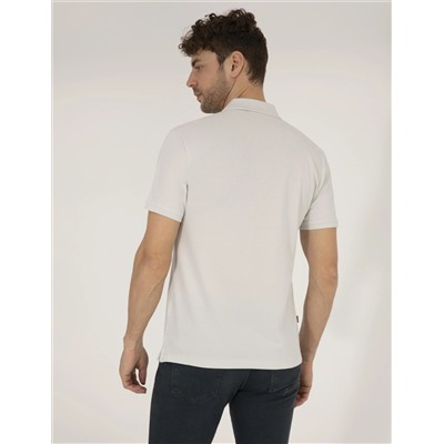 Светло -серого Slim Fit Polo Yaka Basic T -For