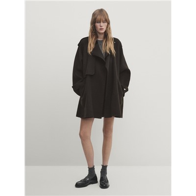 Abrigo mezcla lana efecto trench