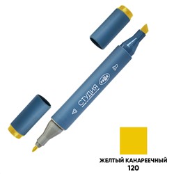 Маркер двусторонний для скетчинга Гамма "Студия", желтый канареечный, корпус трехгранный, пулевид./клиновид. наконечники