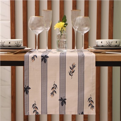 Дорожка на стол Этель Leaves, 40×149см, 100% хлопок, репс 220 г/м², бежевая